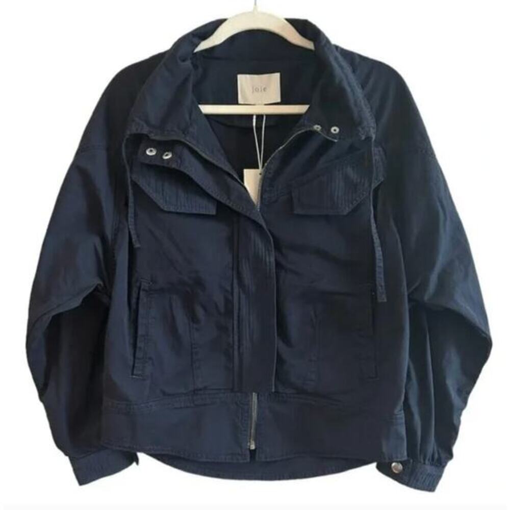 Joie NWT Stretch Utility Jacket Reactive Garment Dye Midnight Navy Blue Sz Small